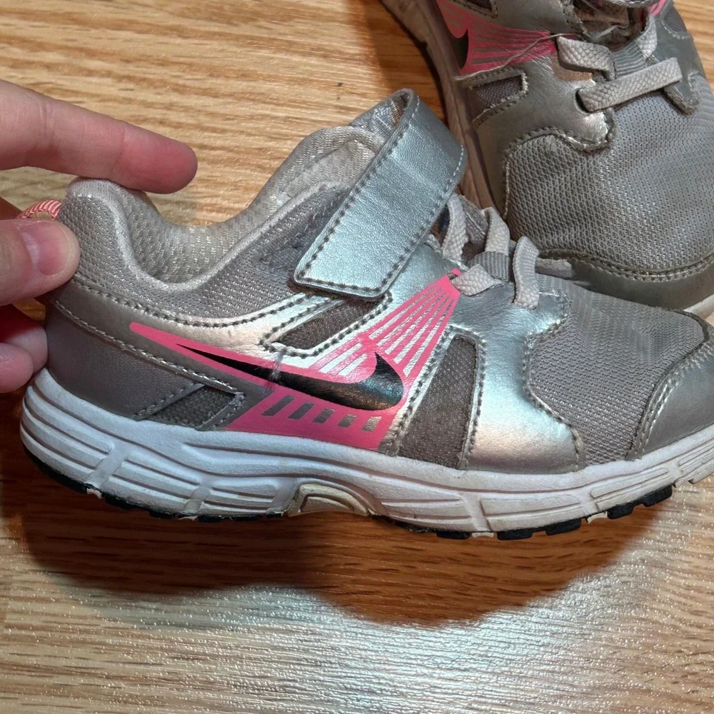 Nike Revolution 2 Toddler Girls Silver Pink Metallic Sneakers 9C
